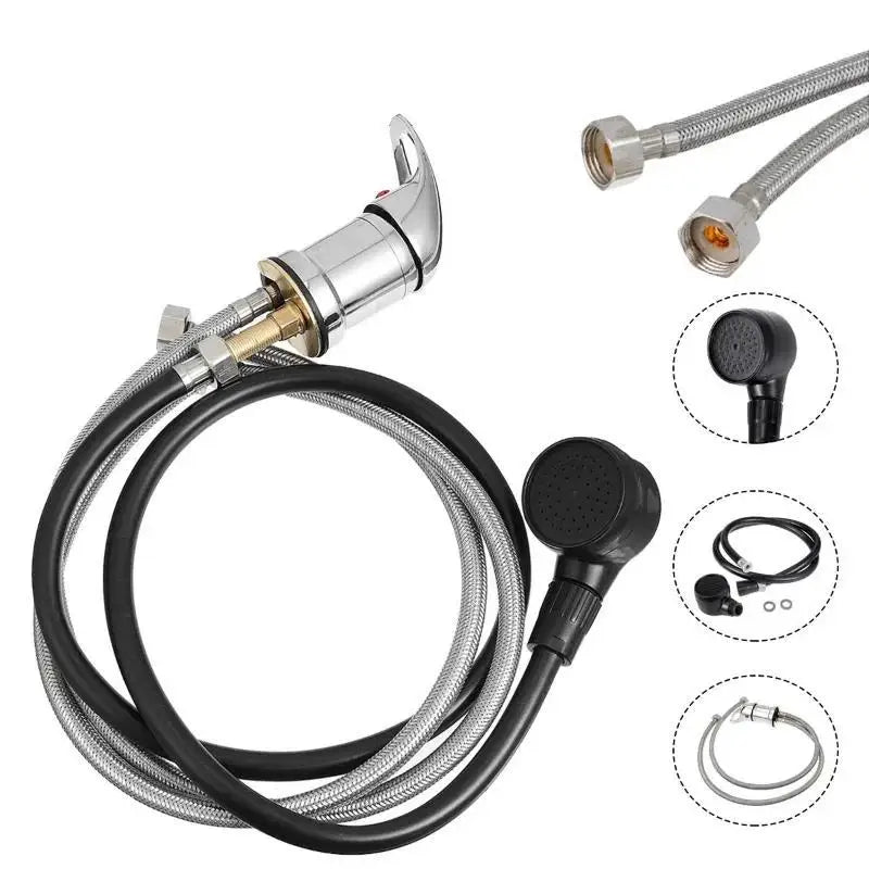 Professional Salon Shampoo Basin Plastic Single Hole Deck Mixer Tap Durable Barber Sink Hair Washing Hand Shower Set Hose