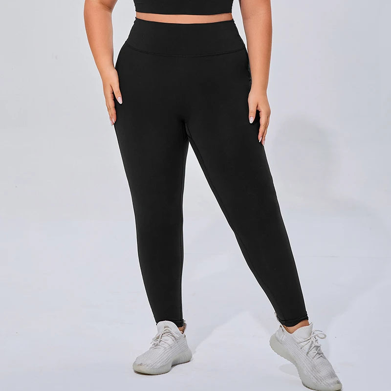 Women's Buttery Soft Four-Way Stretch Solid Ankle-Length Yoga Leggings Plus Size Sweat-Wicking High Waisted Gym Workout Pants