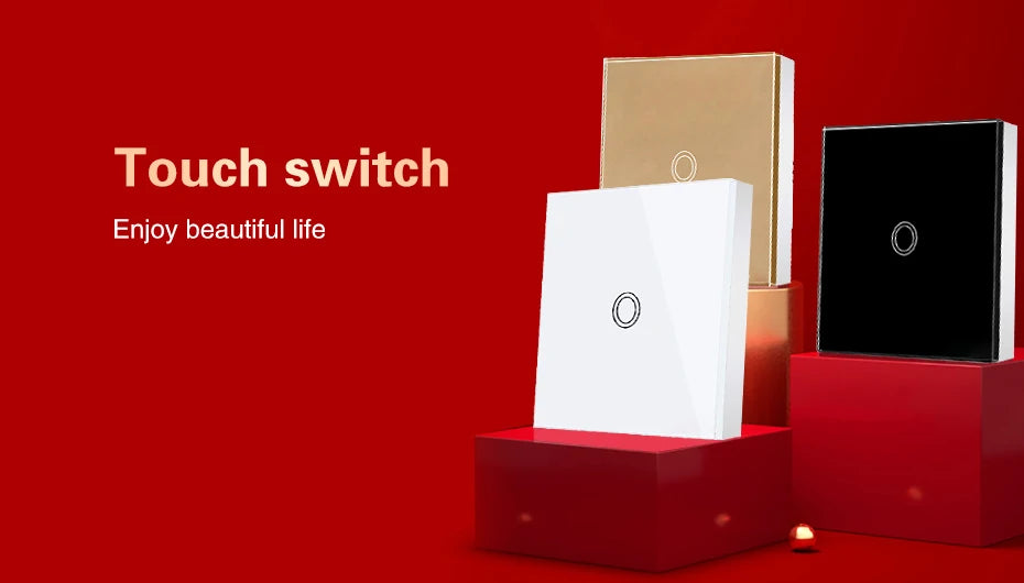 EU AC100-240V Tempered White Crystal Glass Touch Switch Panel Wall Light Switches Sensor Button 1/2/3Gang Lamp Interruttore