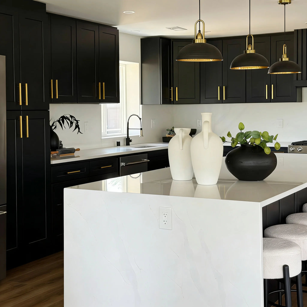 Custom Matte Dark Grey Handleless L Shape Kitchen Cabinets Modern Minimalist Flat Panel With  Countertop for Villa Apartment