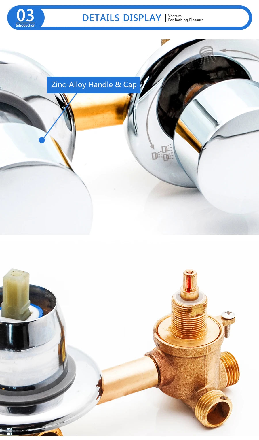 Bathroom Brass Faucet 3 Way Mixing Valve Water Outlet Thread Center Distance 10cm Shower Mixer Cabin Wall Mount Bathroom valve