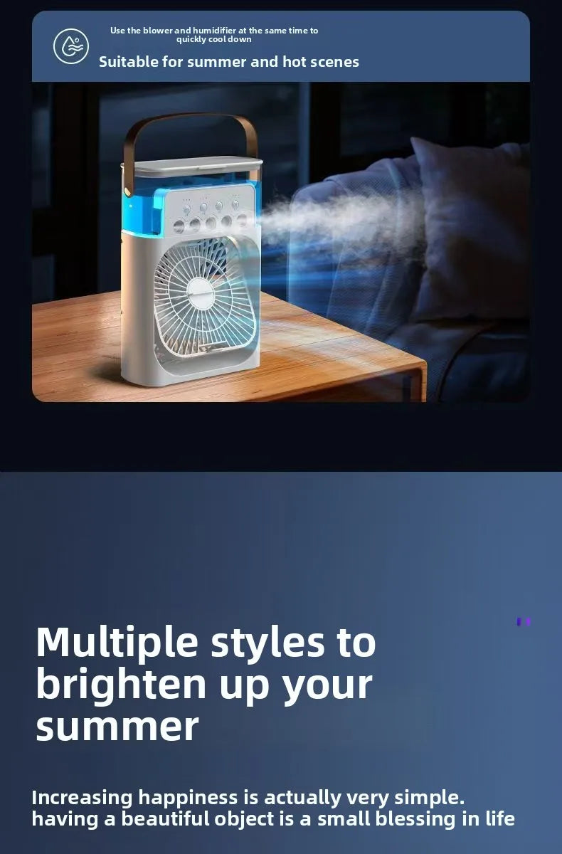 Five Hole Smart Spray Fan Humidifier Water Cooled Fan Desk Office Student Use Silent Hydrating Humidification Cooling Air Fan