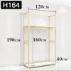 Wholesale Boutique Clothing Stand Golden Stainless Steel Clothing Shelving Rack Luxury Clothing Wall Racks for Garment Shop