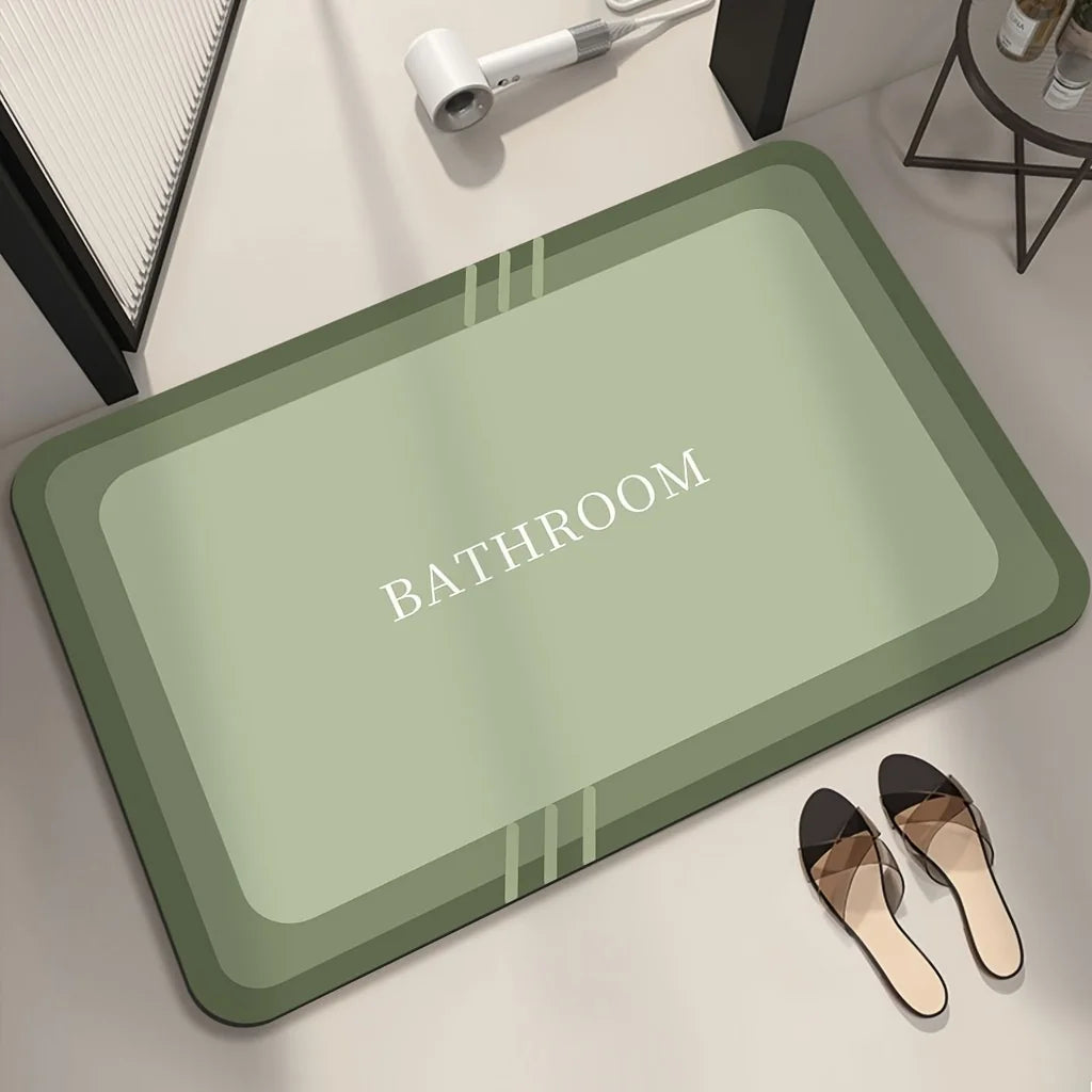 1pc Quick- Bathroom Mat Bath Rug Mat - Non-Slip, Absorbent Diatom Mud Floor Rug with Geometric Design for Shower & Entryway Bath