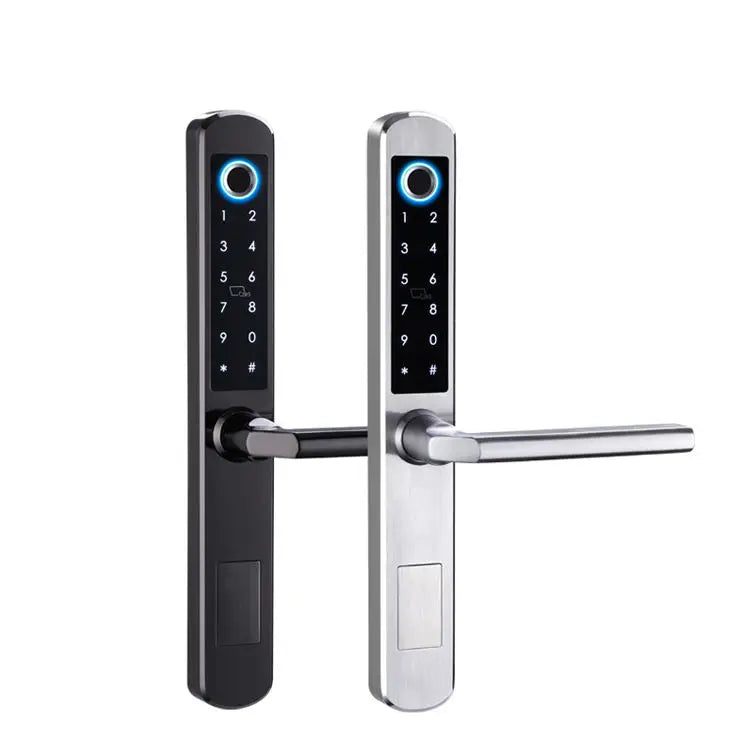 High Security Stainless Steel Thermal Break Smart Door Lock for Wood Door with Fingerprint Electronic Control WiFi IP64 Tuya App