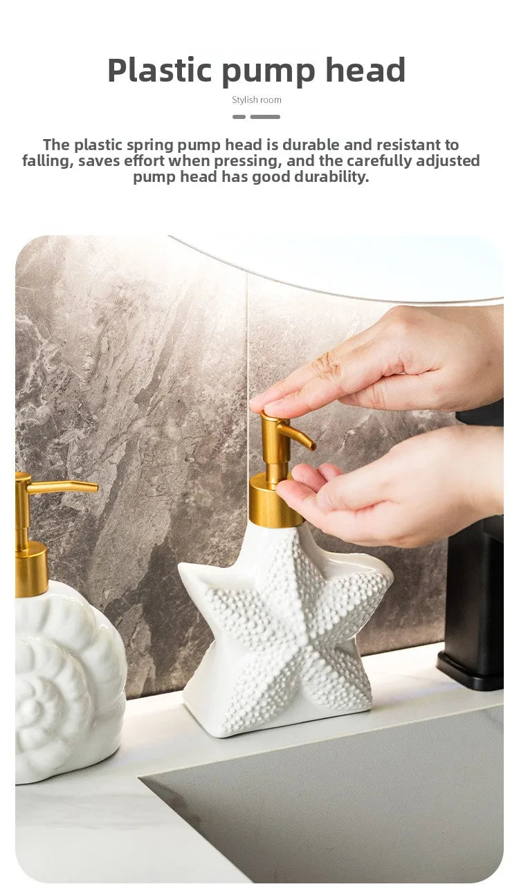 Minimalist Nordic Style Ceramic Dispensing Bottle for Hand Soap Shower Gel or Shampoo Hotel Bathroom Set Supplies