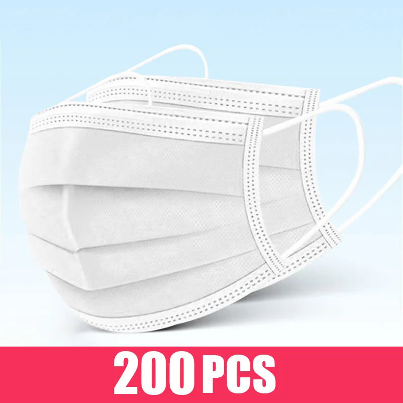 10/50/100/200PCS Disposable Mask Earloop Pink Bule Black White Mouth Masks 3 Layers Meltblown Non-Woven Breathable Face Mask