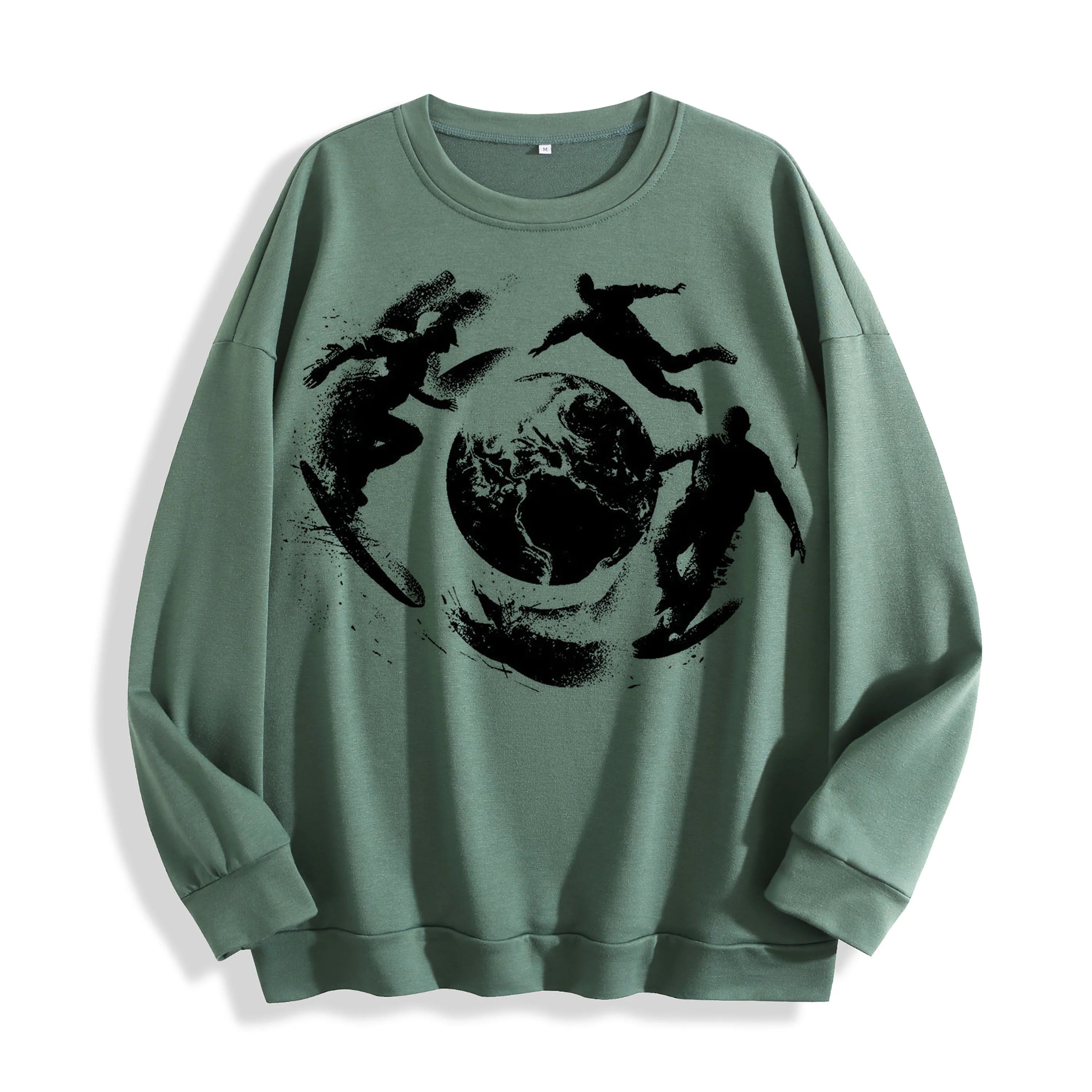 Surrealist Skate Globe Graphic Crewneck Sweatshirt, US Warehouse, 6 Colors