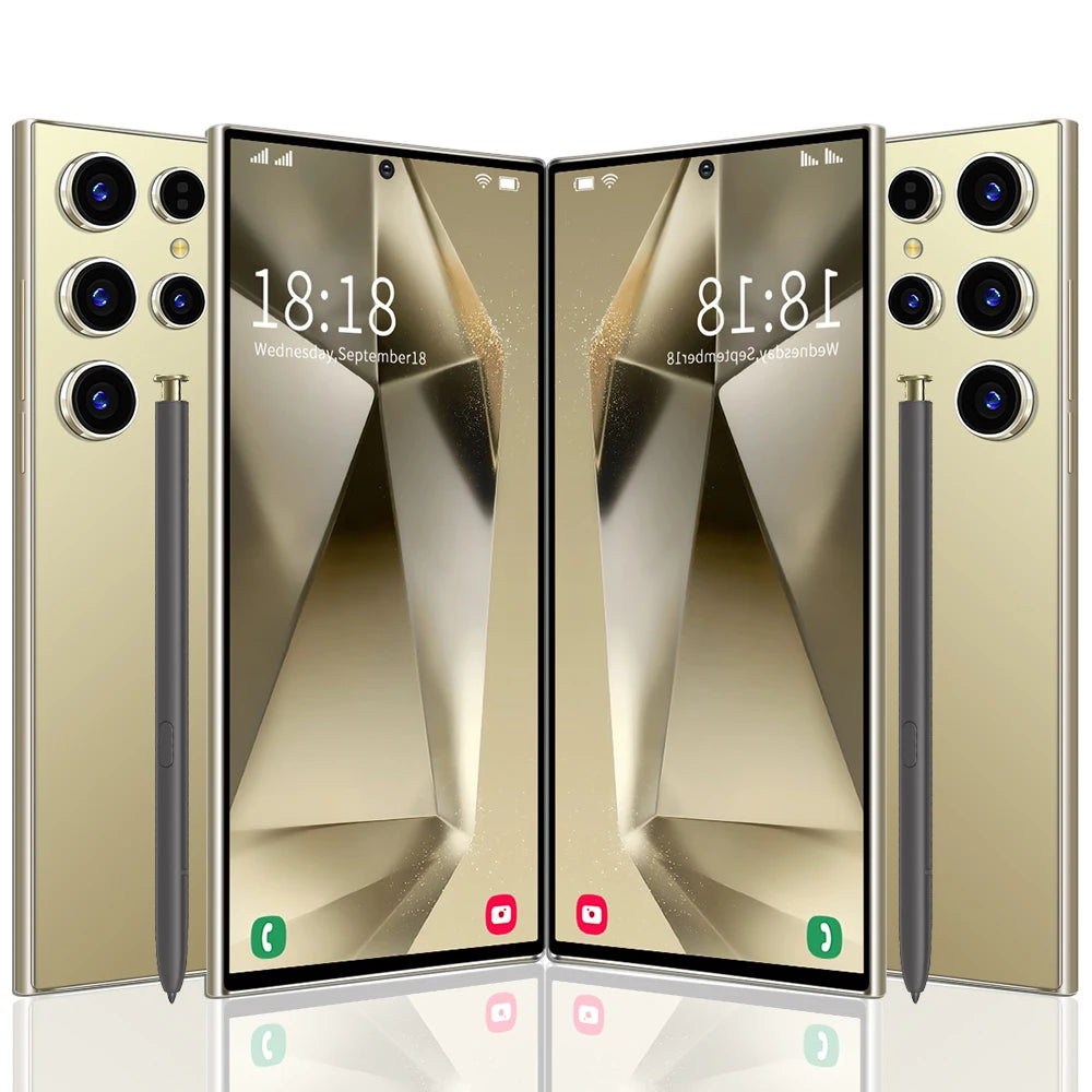 Hot Selling S24 ULTRA 5G Smartphone 7.3 Inch Full Display 48MP+108MP Deca Core Android 14 MTK Processor LTE Mobile Phones