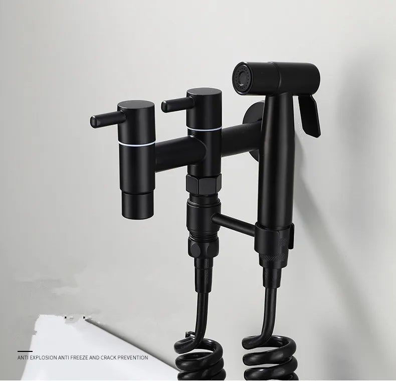 Washing machine faucet Bidet Faucet Stainless Steel Bathroom faucet tap Single Cold garden Faucet Black outdoor mixer Small Tap