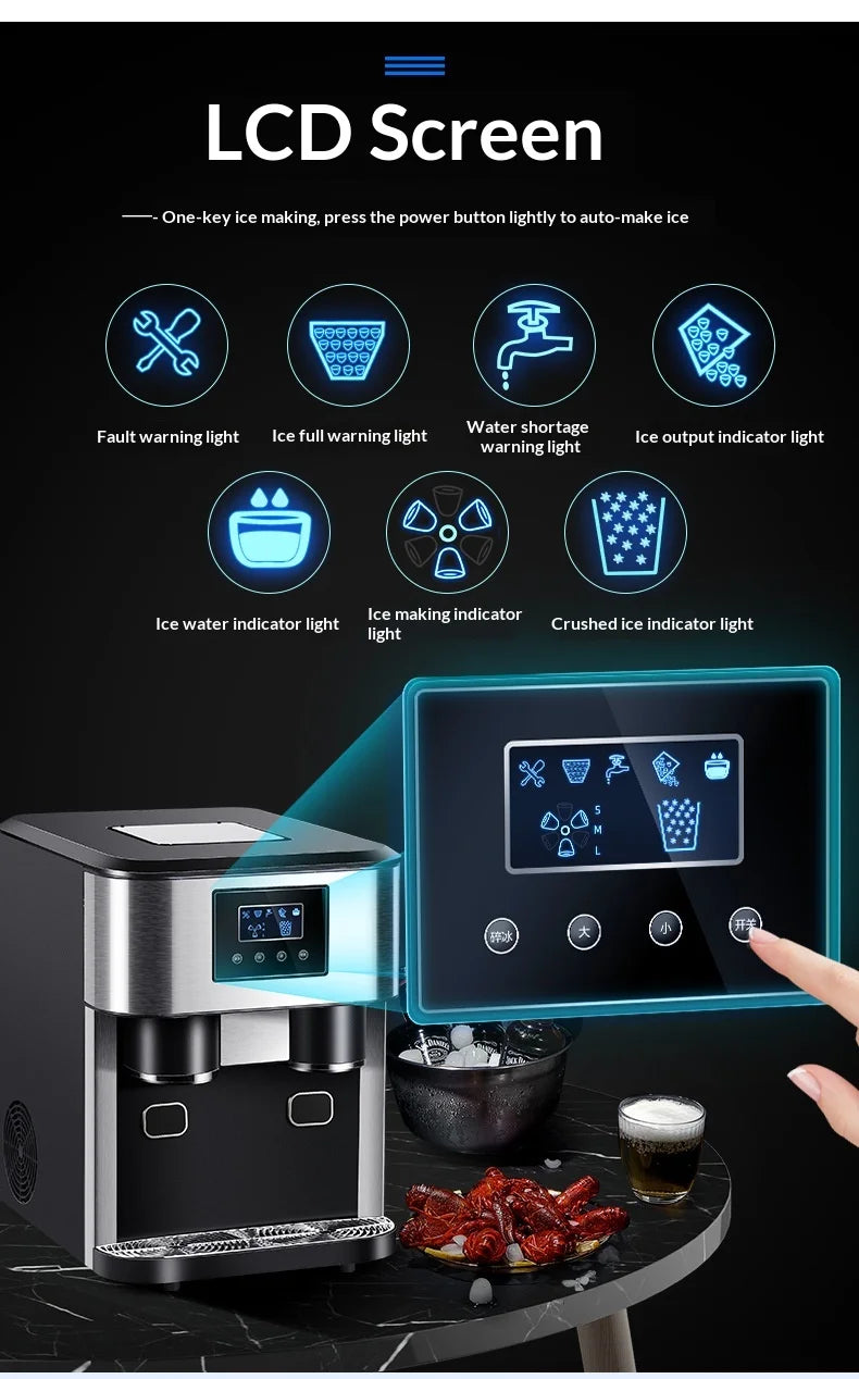 Hengyang Ice Maker 18kg Desktop Small Household Commercial Use Crushed Ice All-in-one Model ZBS-15 220V/110V Manual Water Adding