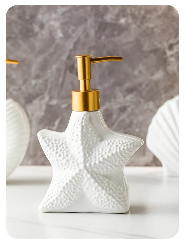 Minimalist Nordic Style Ceramic Dispensing Bottle for Hand Soap Shower Gel or Shampoo Hotel Bathroom Set Supplies