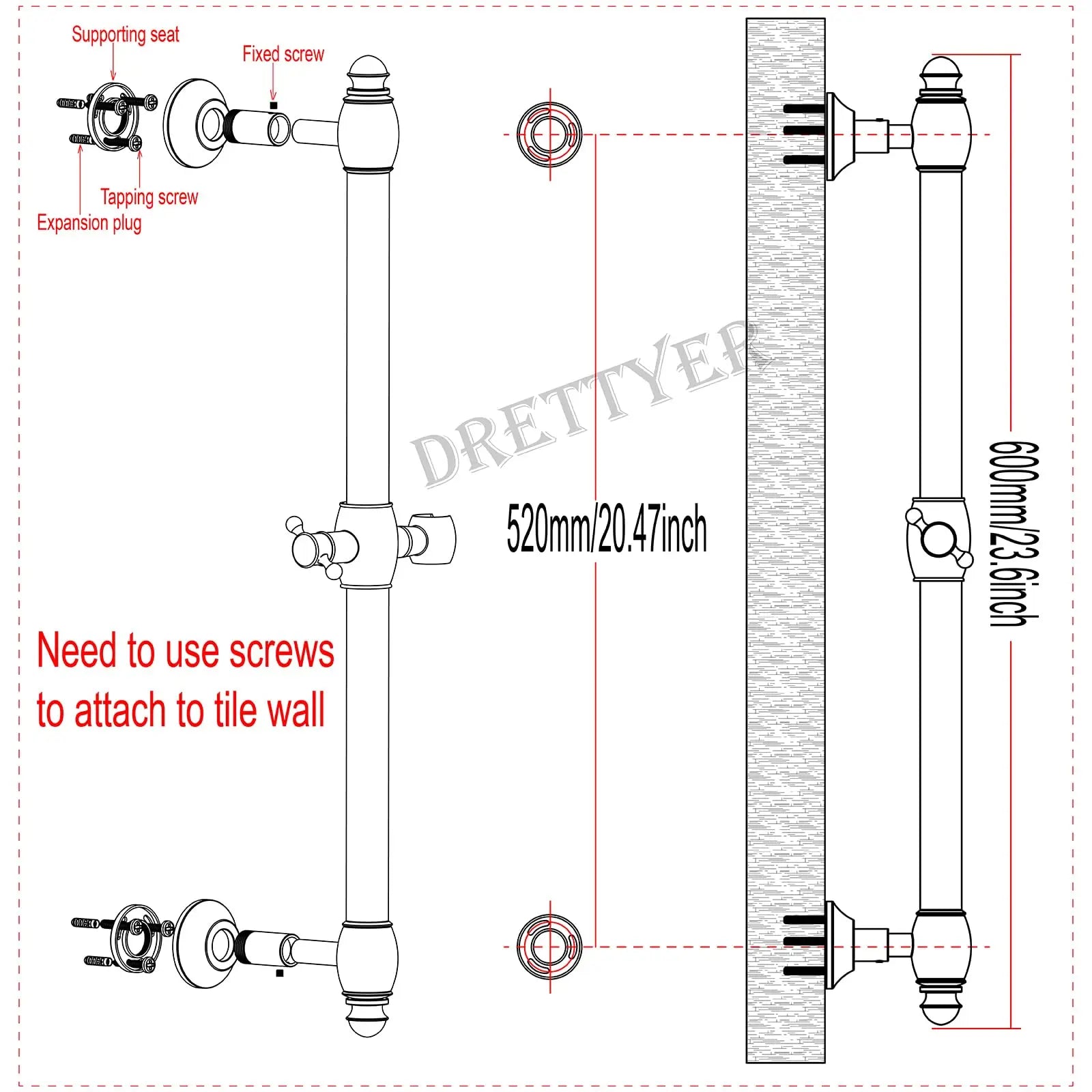Brass Polished Chrome Concealed Shower System Bathroom Slide Bar Rainfall Shower Set