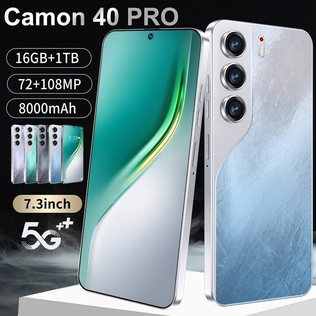 Hot Selling New C40 Pro 5G Smartphone Camon 40 Pro 1TB Deca-Core 7.3inch 16+1TB 8000mAh 108MP Android Phone with Spanish OS