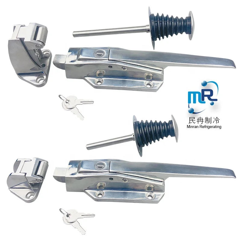 Reliable Industrial 304 Stainless Steel Mirror Polished 1178 Cold Rooms Storage Door Lock Latch Handle Adjustable Height Easy