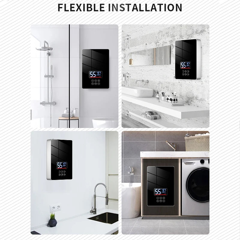 2024 Custom White or Black Appearance Knob Type Electric Water Heater Instant and Tankless Geyser for Shower App