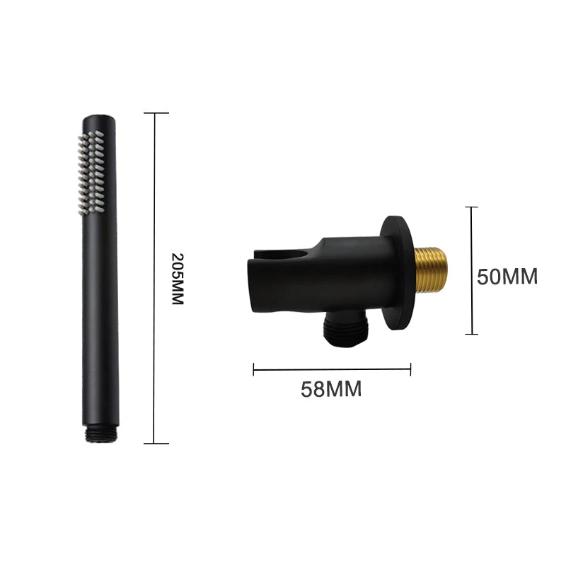 Chrome Matt Black Handshower Head 150cm Stainless Steel Shower Hose Brass Bracket Shower Head Wall Mounted Shower Accessories