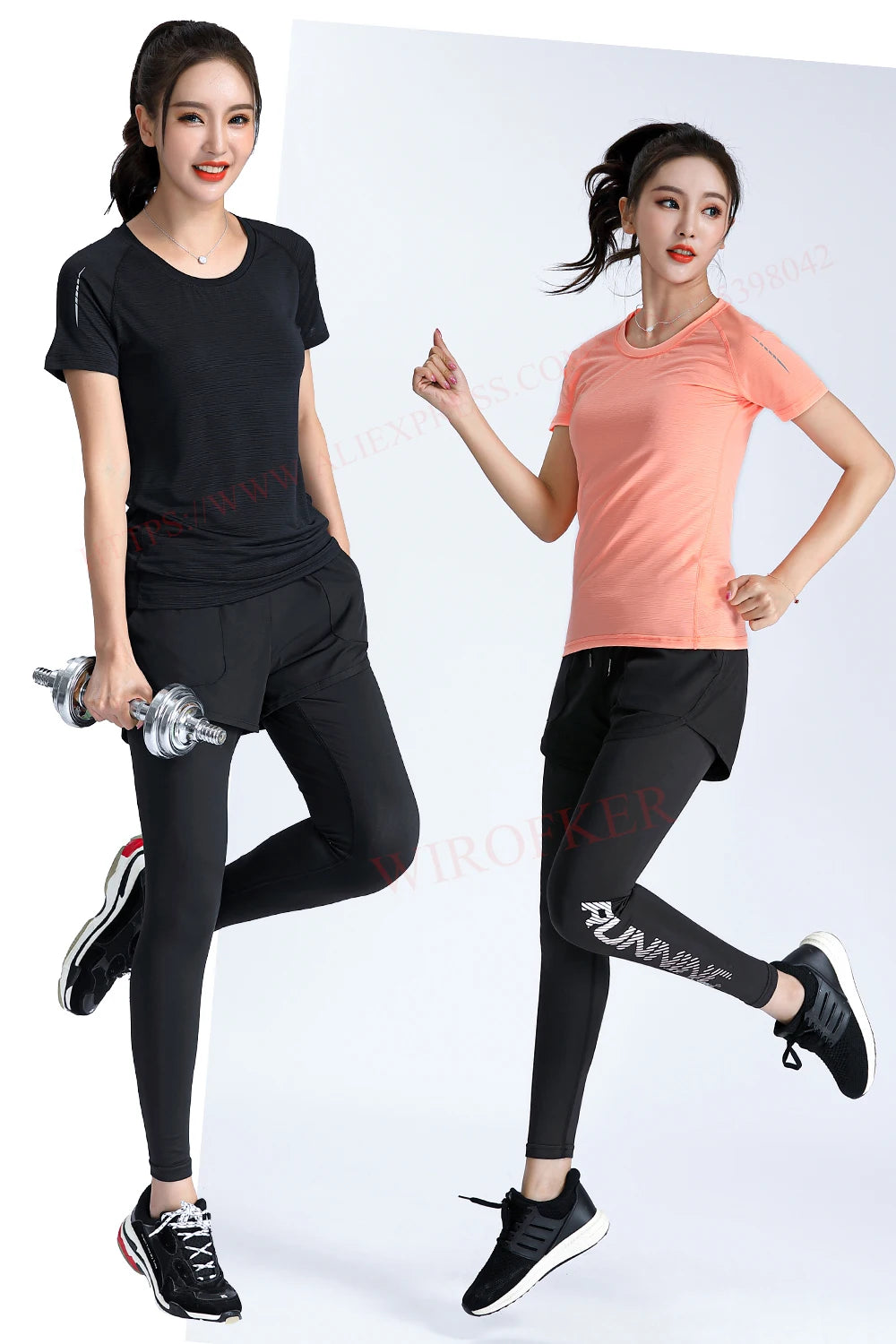Women Running Trousers 2 In 1 Yoga Sports Fitness Leggings Quick Dry Jogger Training Sportpants High Waist Female Gym Pants