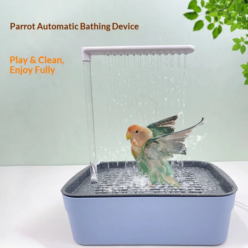 Automatic Bird Bath Fountain with Electric Faucet Parrot Shower Spa for Parakeet Conure Bird Cage Accessories