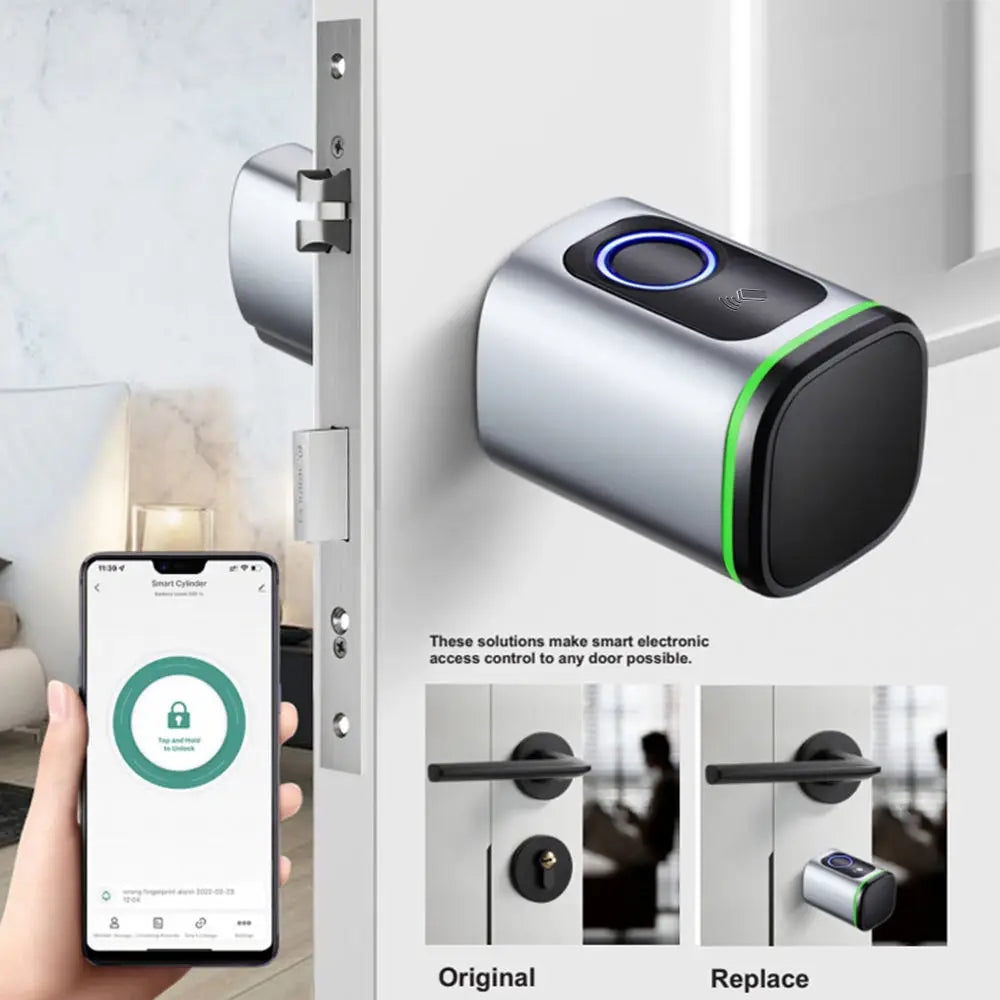 Tuya BLE TT Lock Smart Cylinder Lock with Key Ttlock Electronic with Fingerprint and DIY Cylinder Core Door Lock
