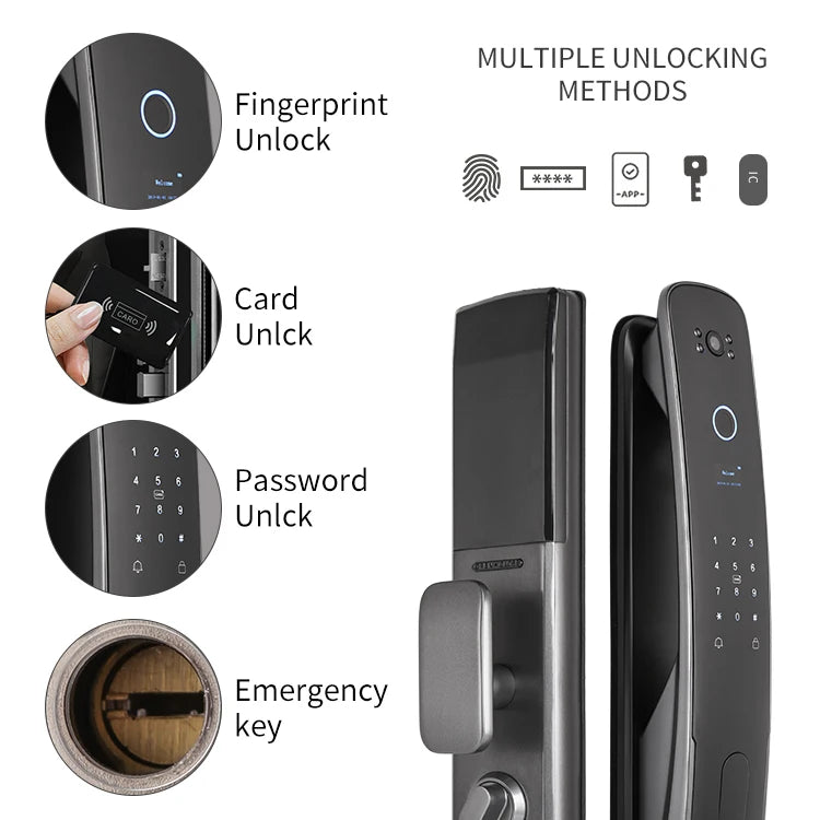 Handaily Security Wifi Tuya App Temporary Password RFID Card  Electronic Digital Fingerprint Smart Door Lock
