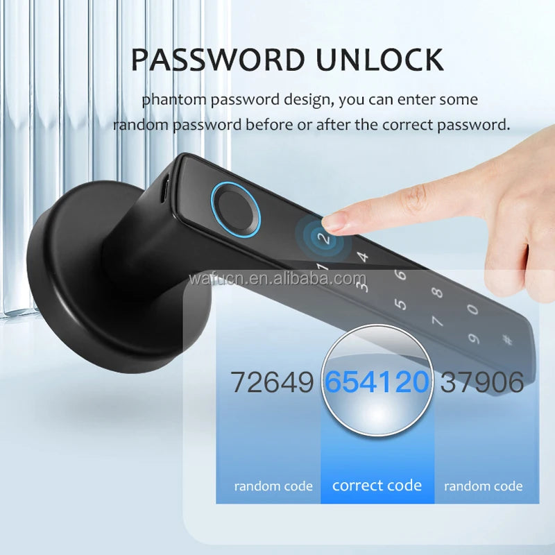 WAFU Mini Tuya Biometric Fingerprint Aluminum Alloy Smart Door Lock for Wood/Steel/Glass Wi-Fi for Bedroom/Office Use