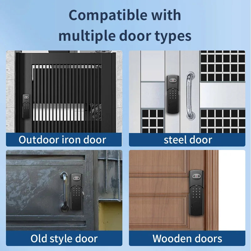 Tuya Outdoor Waterproof Smart Door Lock Fingerprint Face Recognition App Control WiFi Cloud Key Mobile Phone Key Compatible