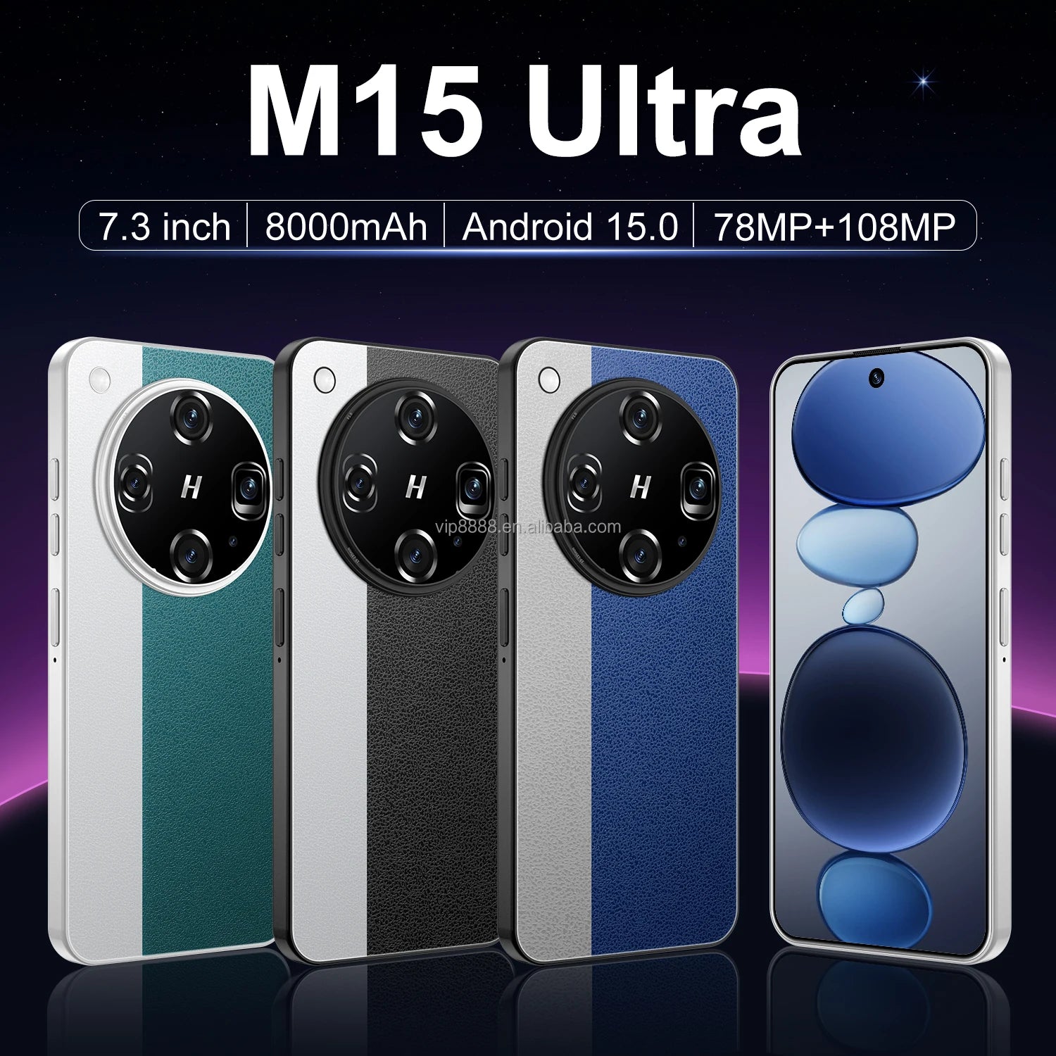 Real High Quality M15 Ultra Smartphone Android 15 5G Dual SIM Unlocked Version 7.3 Inch M15 ultra Mobile Phones