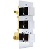For Brass Bathroom Shower Mixing Valve Triple Handle 3-Way Thermostatic Water Diverter Temperature Control Brushed Rain