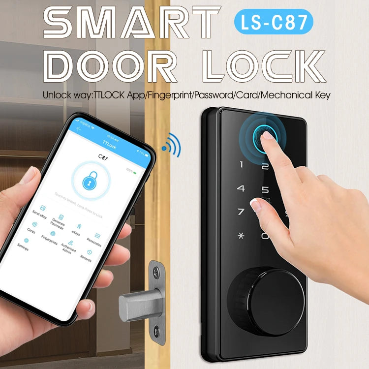 Locstar Innovation Ttlock App-Controlled Fingerprint Key Password  Smart Biometric Digital Door Lock