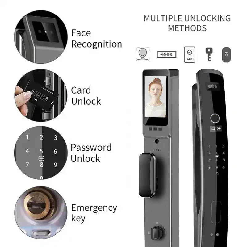 3D Face Recognition with Camera Smartlock WIFI Wishome APP Fingerprint Password Nfc Door Lock Fully Automatic Face Smart Lock
