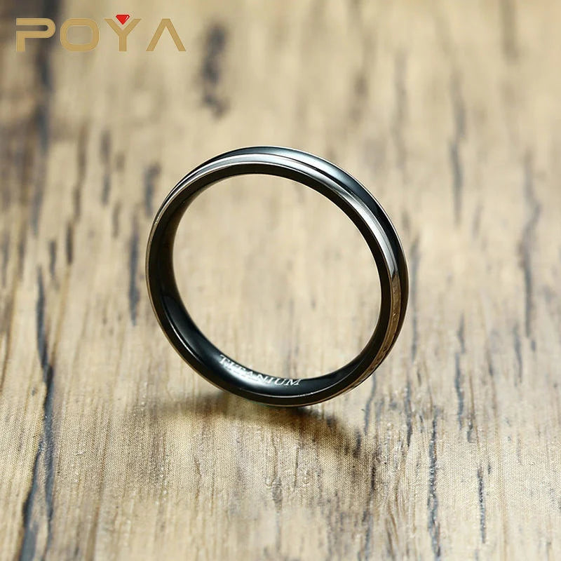 Classic 4mm Thin Black Titanium Ring Unisex Wedding Band Bridal Shower Engagement Anniversary Jewelry