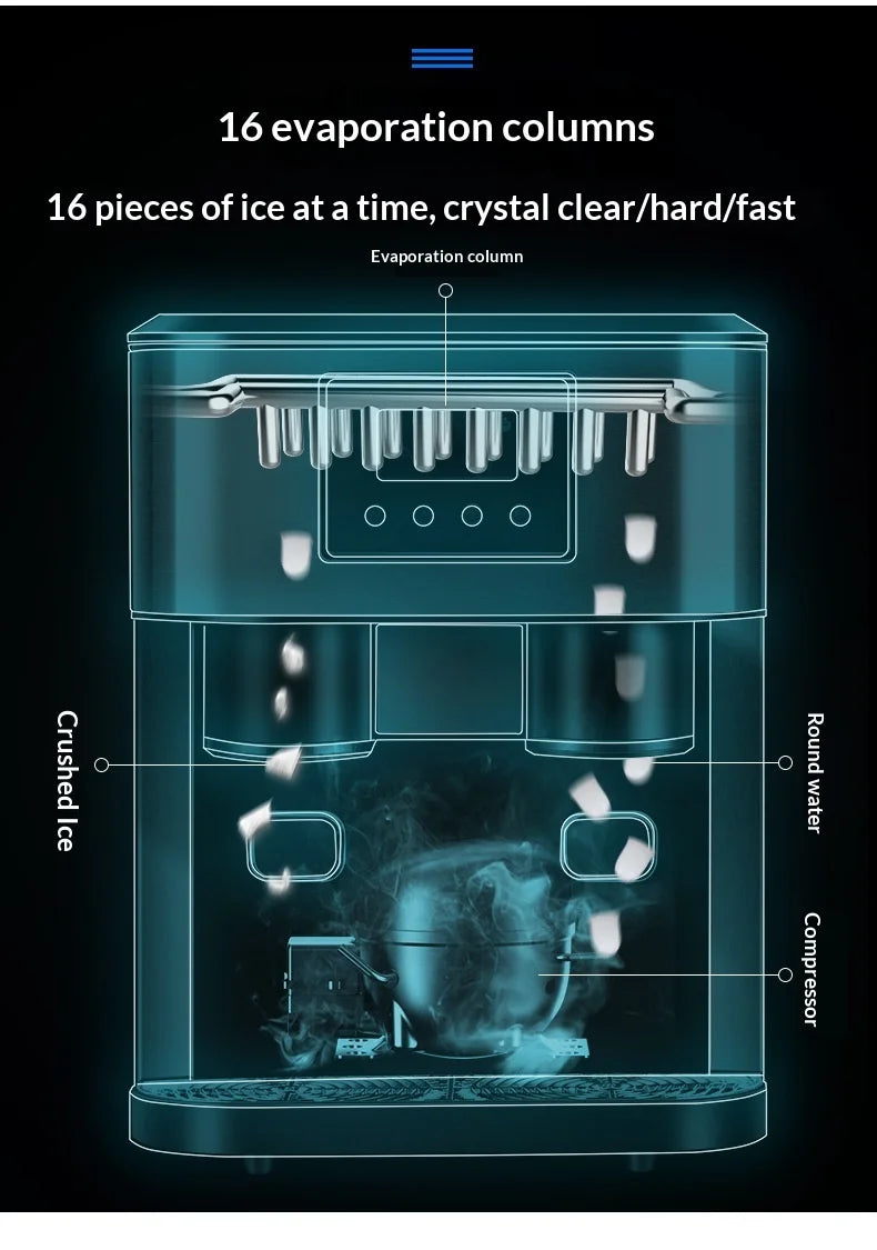 Hengyang Ice Maker 18kg Desktop Small Household Commercial Use Crushed Ice All-in-one Model ZBS-15 220V/110V Manual Water Adding
