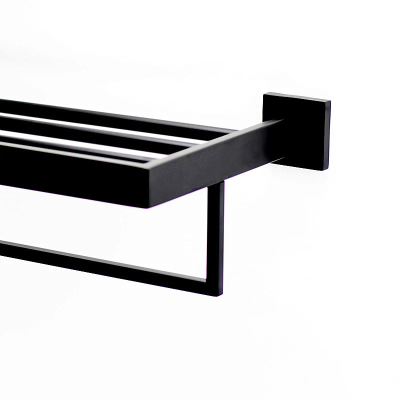 Matt Black Bathroom Hardware Set Kit Accessories Wall Shelf Towel Bar Rack Rail Robe Hanger Toilet Brush Roll Paper Holder Dish