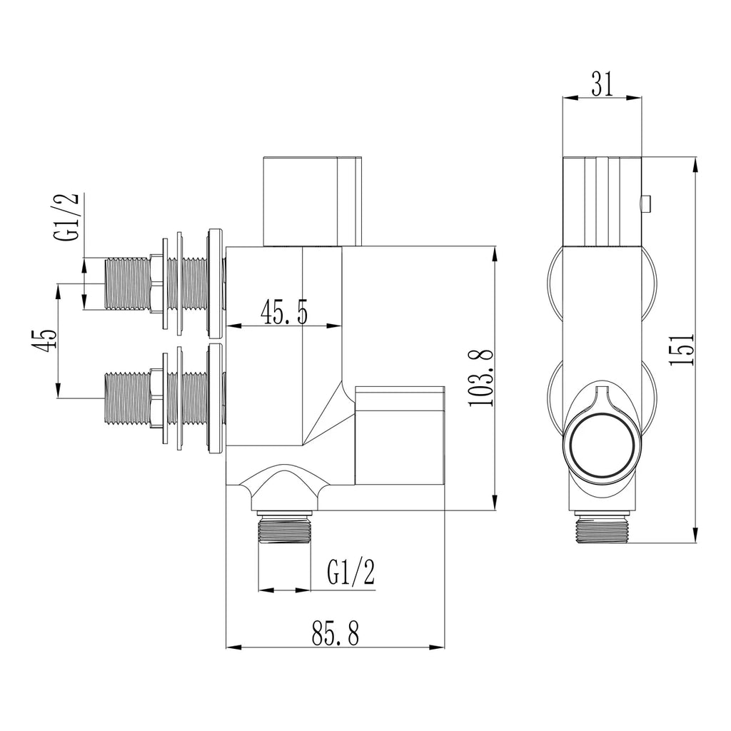 Modern Thermostatic Bath Shower Mixer Taps NBYT-65206 Bathroom Thermostatic Faucet Dual Handle Square Rain Spray Graphic Chrome