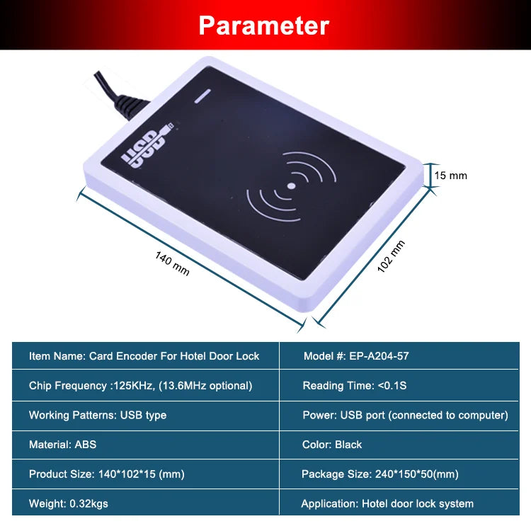 Hotel Key Card USB Encoder RFID Door Lock Card Reader