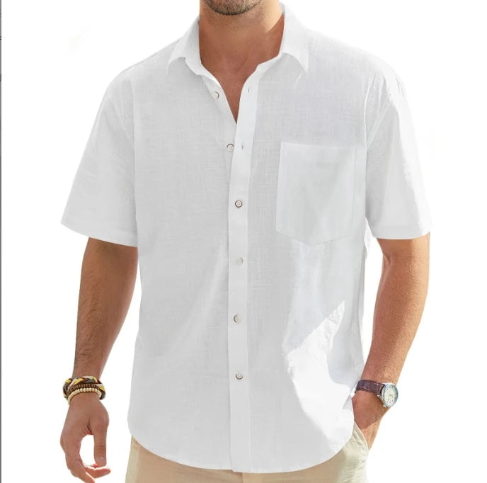 New Men's Solid Color Short Sleeve Shirt