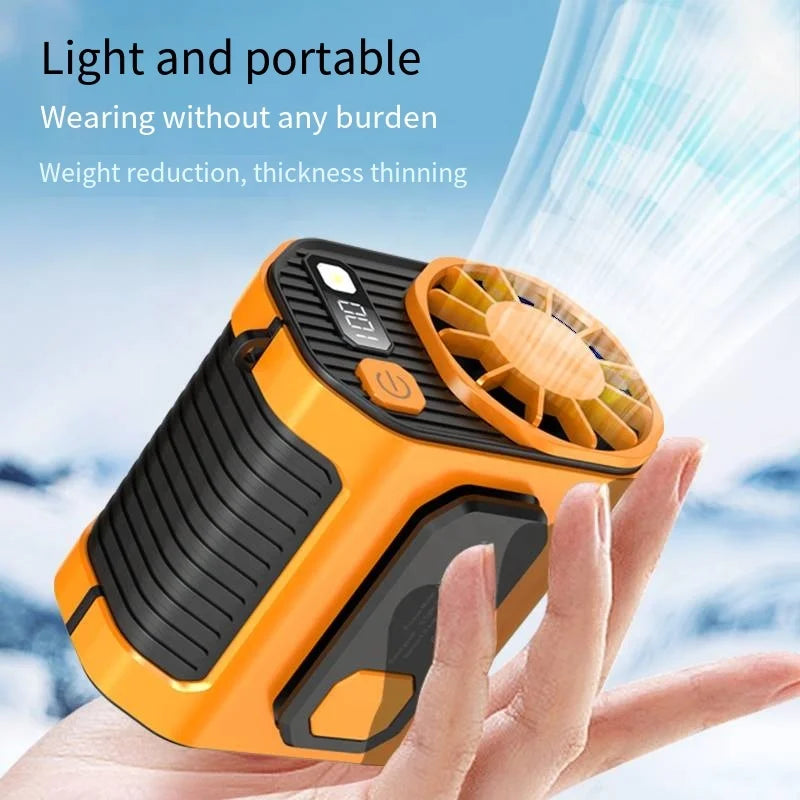 2026 Mini Air Cooler Fan Handheld USB/Battery 5000mAh Wearable Light 3-Speed Touch Control Brushless Motor Household Outdoor