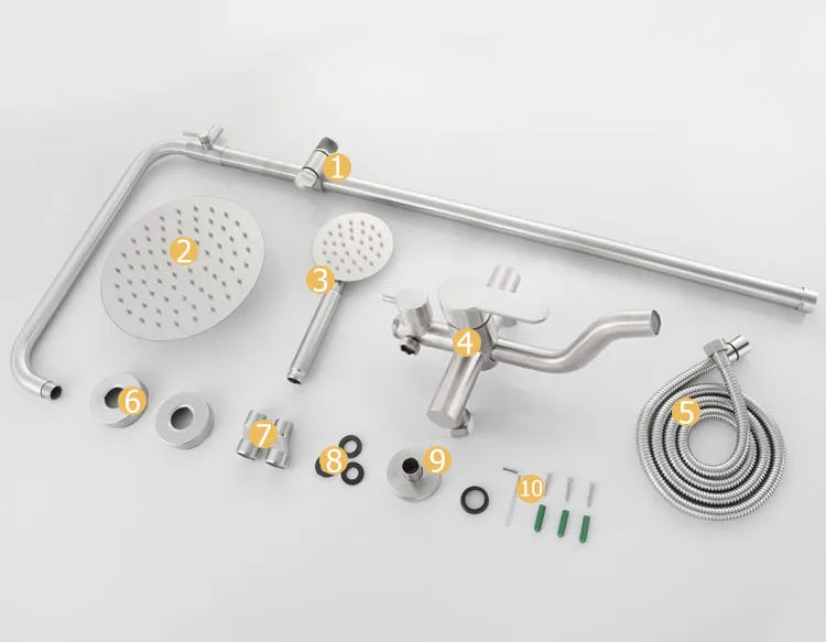 Luxury CE Certified Stainless Steel 304 Shower Tap Set Hot and Cold Rain Set Shower High Pressure Brushed Nickel Shower Kit