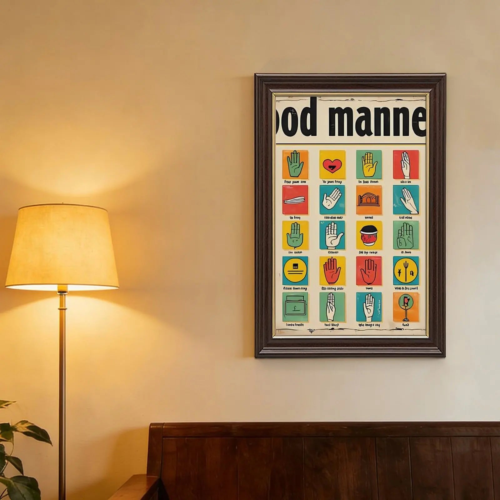 16x24 Wood Grain Gold Border Frame with "Live with Purpose" for Office