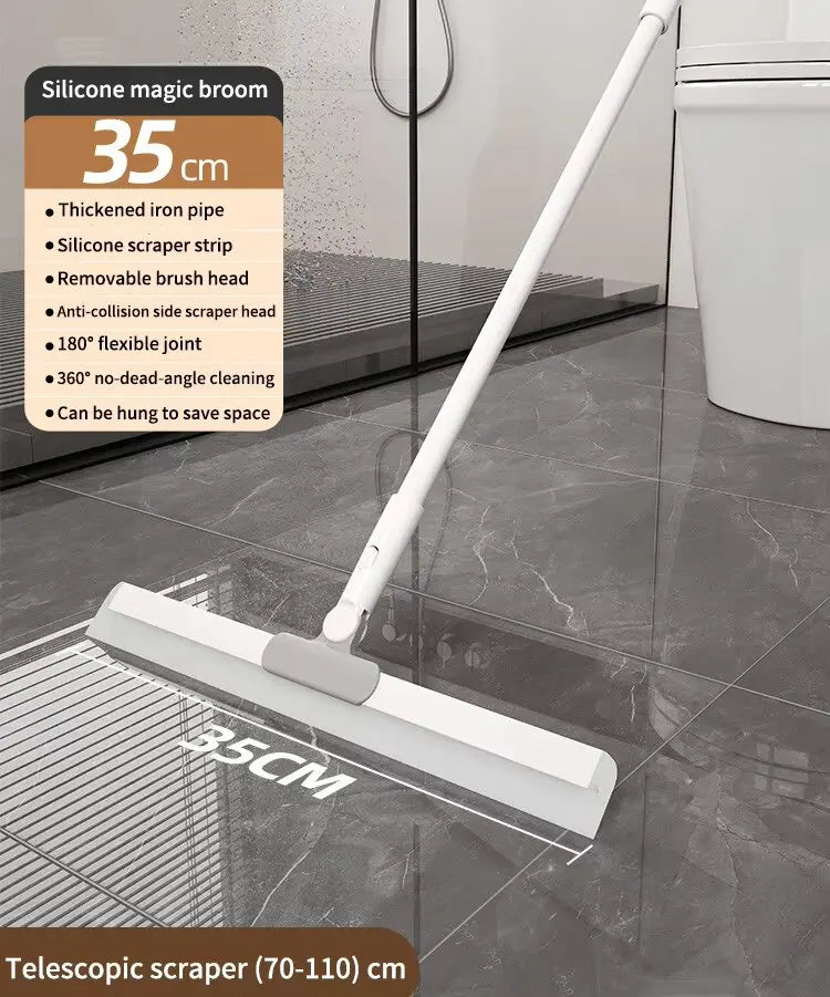 Multifunction Magic Cleaning Broom Silicone Floor Squeegee Long Handle Rubber Sweeper Air Broom for Window Glass Shower Pet Hair