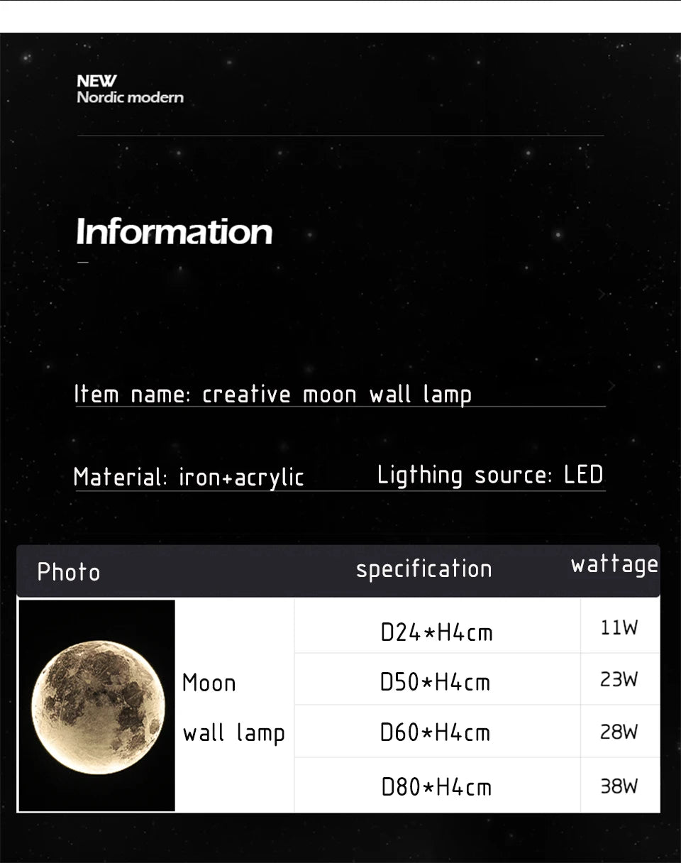 Modern LED Wall Lamp Moon Indoor Lighting For Bedroom Living Hall Room HOME Decoration Fixture Lights decorate Lusters Lamps