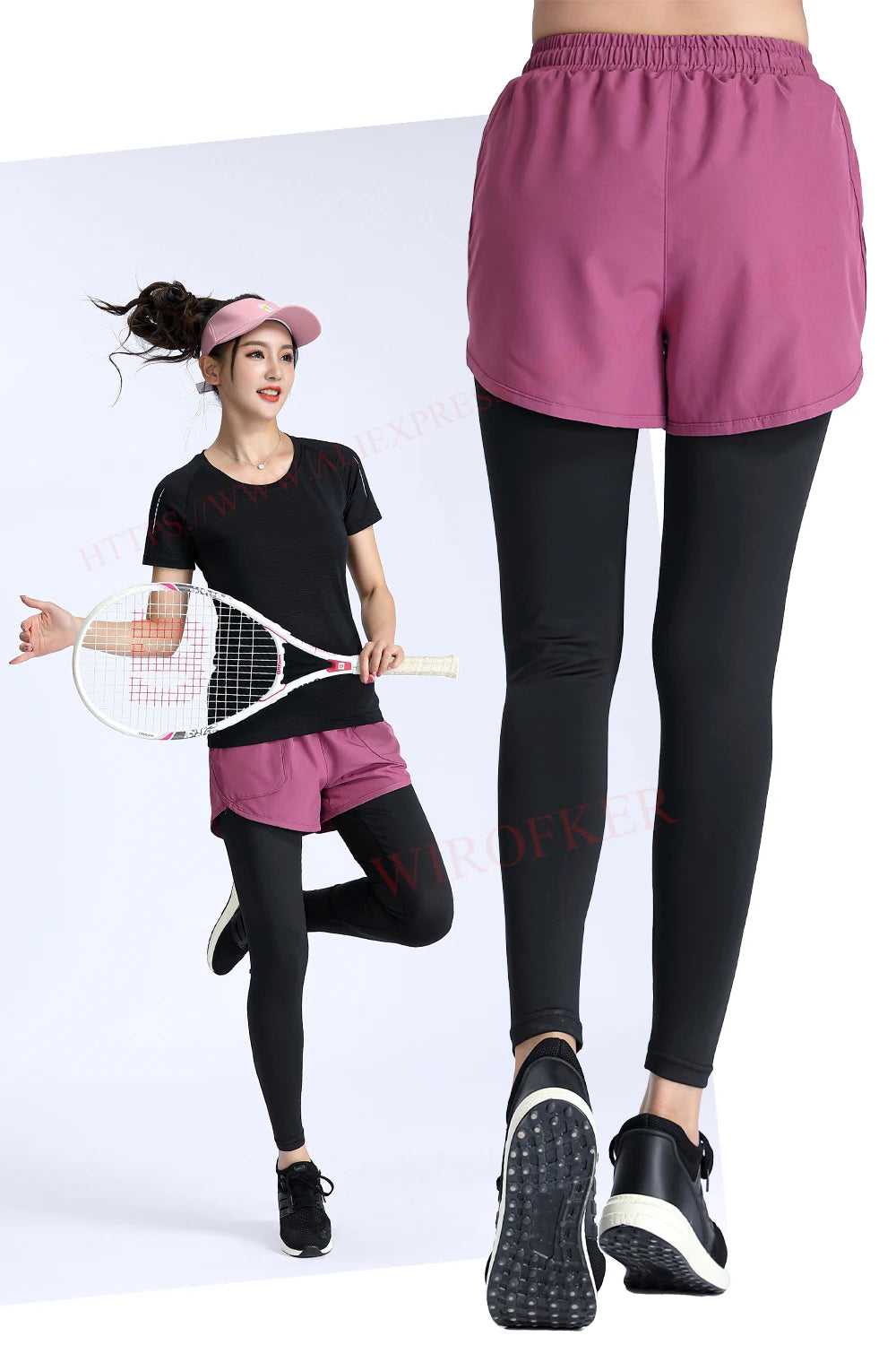 Women Running Trousers 2 In 1 Yoga Sports Fitness Leggings Quick Dry Jogger Training Sportpants High Waist Female Gym Pants