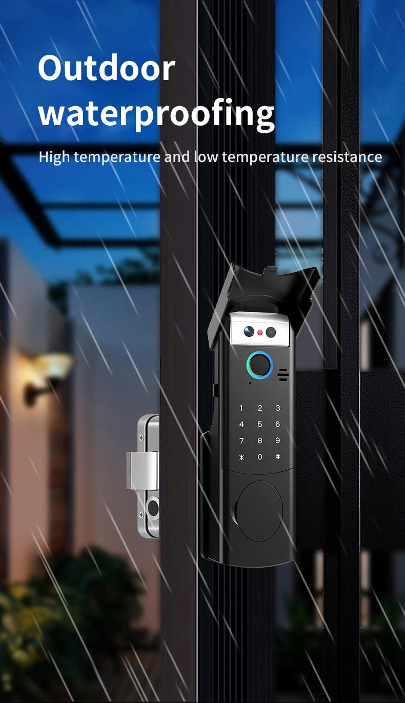 Camakt Outdoor Smart Rim Lock Keyless Wood Door Aluminum Fingerprint IC Card Unlocking Smartphone Controlled Smart Lock
