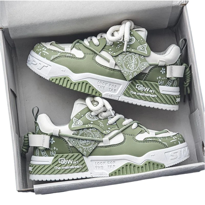 2025 Men's Casual Lace-up Closure Walking Style Shoes Niche Original Flat Sport Design Thick Sole Height Increasing Bread Trend