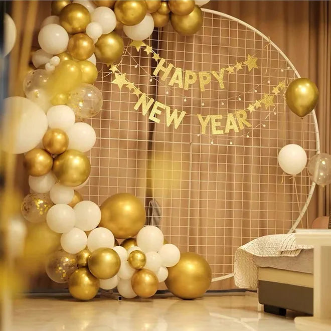 NEW Round Metal Wedding Arch With Mesh Circle Balloon Arch Stand for Outdoor Party Backdrop Decoration Graduation Baby Shower