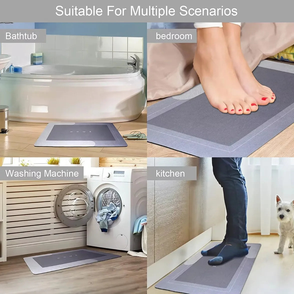 Modern Custom Printed Foot Shower Diatom Bathroom Rugs Mats Water Absorbent Sustainable Floor Non-Slip Diatomite Bath Mats