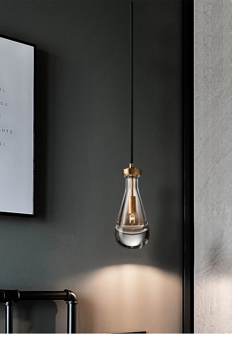 Modern light luxury drop pendant lamp simple creative restaurant bar bedside crystal pendant light