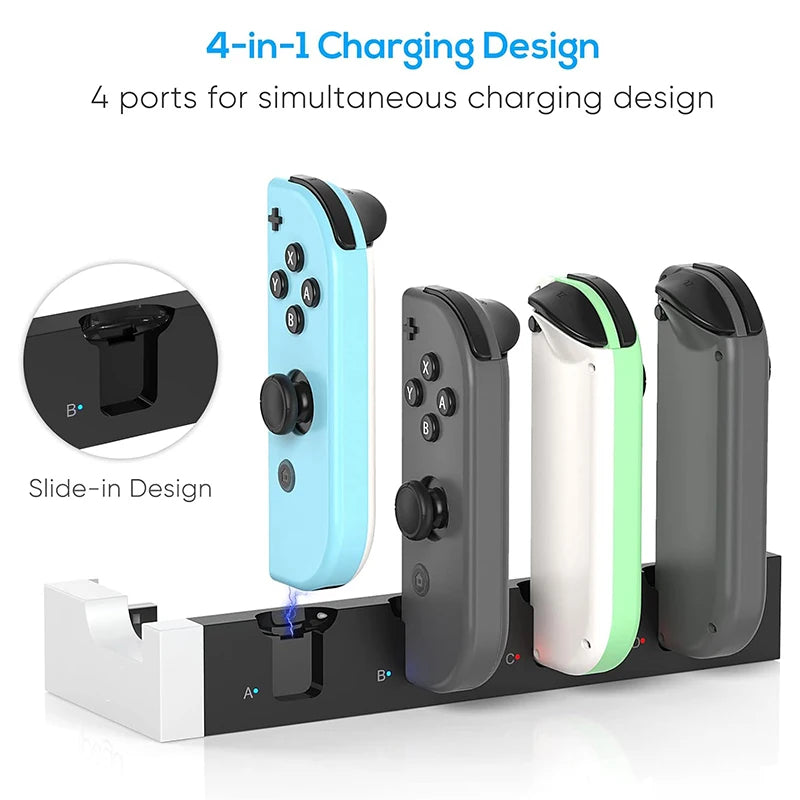 PG-9186 for Joycon Charging Dock Station for Switch&OLED - Charges up to 4 Controllers, Compatible with Switch and OLED Model