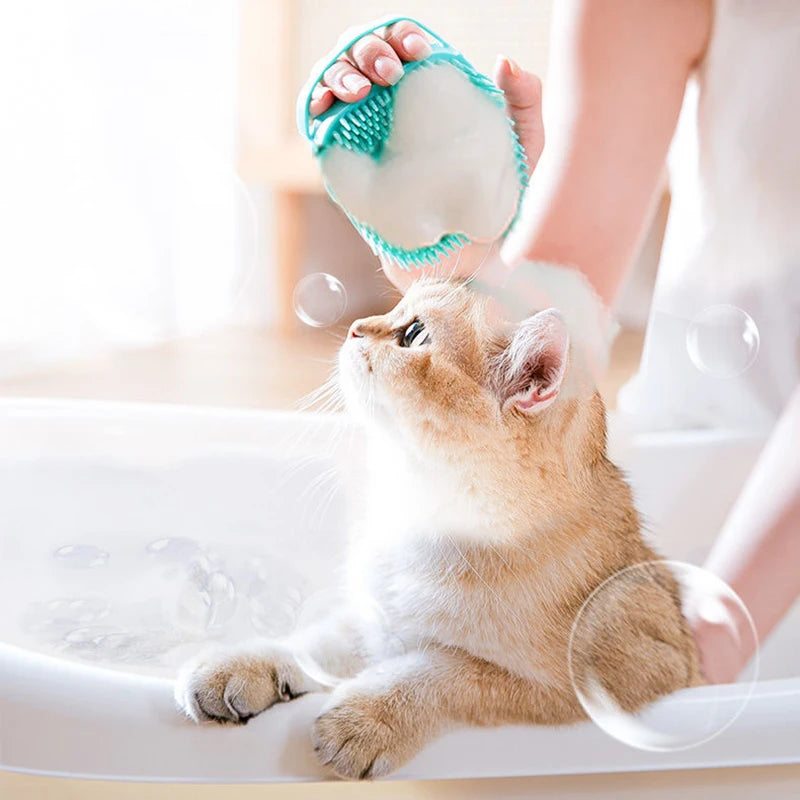 2in1 Pet Bathing Brush Multifunctional Massage Comb Shampoo Shower Gel Silicone Cleaning for Dog Cat All Pet Grooming Supplies
